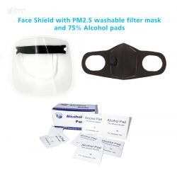 Gelaatsscherm met wasbare filtermasker en alcohol pads