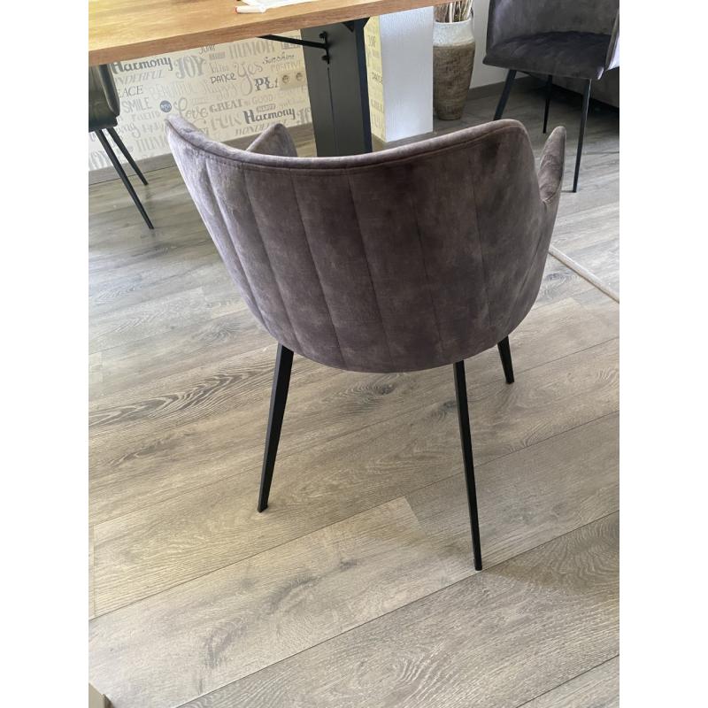 4 Tafelstoelen CRUDO armkuip VELVET fluweel DARK GREY